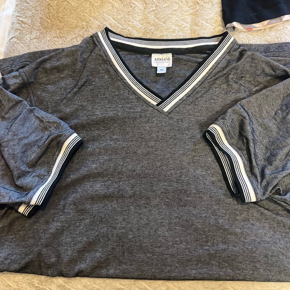 Armani Collezioni Black and White V-Neck Shirt